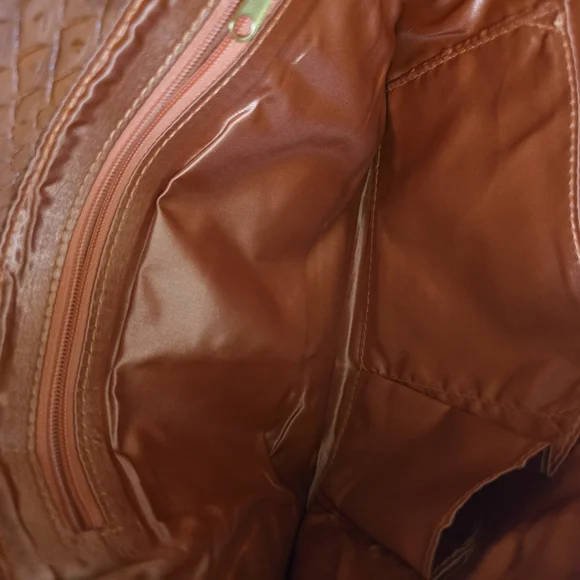 Orange Clutch Purse, inside zipper, 2 additional pockets, magnetic shut, snake t - Picture 6 of 9